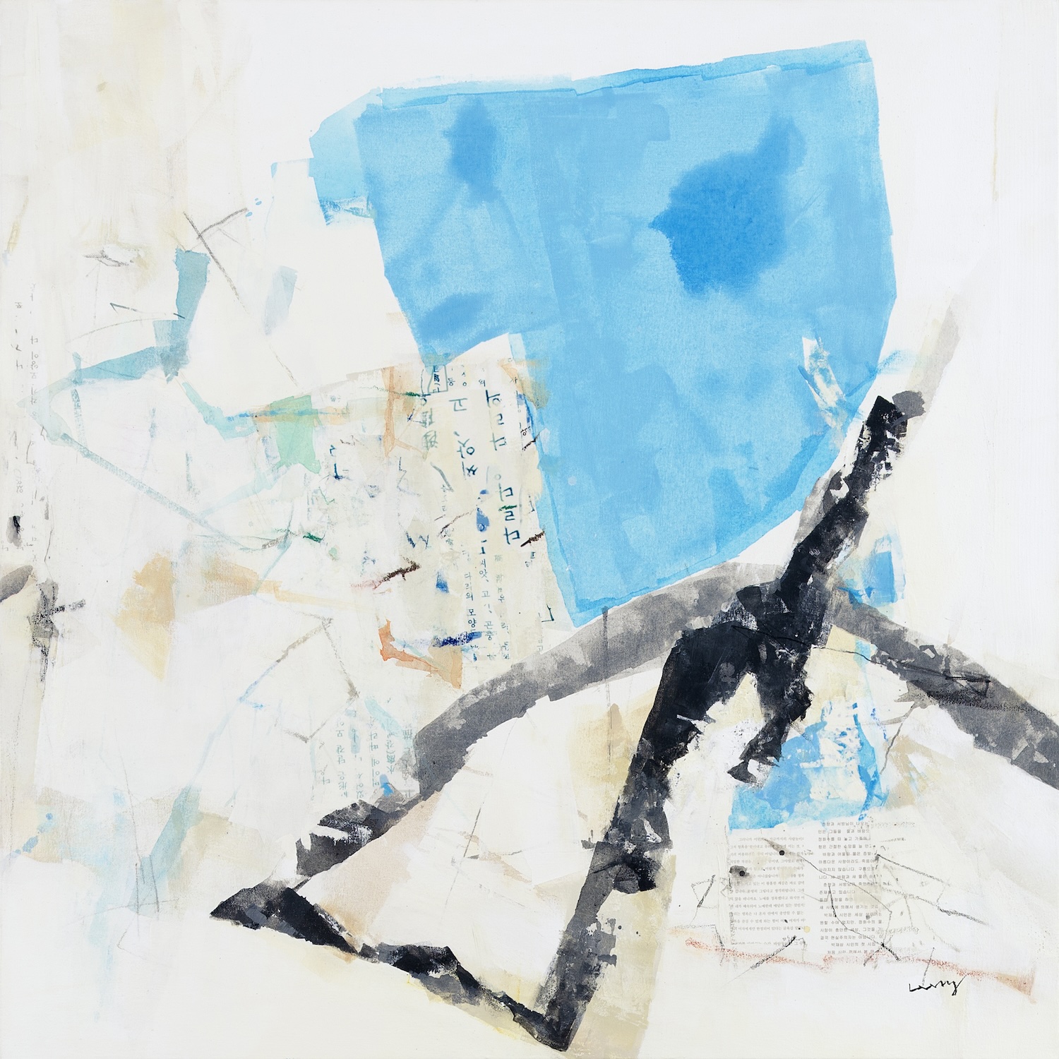 Harmonious Tale Acrylic and collage on canvas, 36 x 36 inches